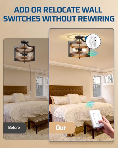 DEWENWILS Wireless Remote Light Switch, Expandable Wireless Wall Switch Kit, No Wiring, No WiFi, 100 Ft RF Range, Programmable, Remote Control Light Fixture for Lamps, Ceiling Lights, Fans