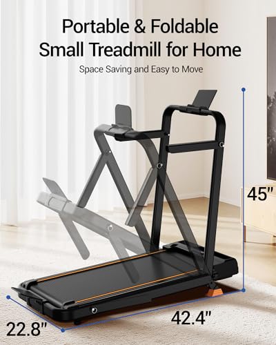 16% Incline Walking Pad Treadmills for Home Small, 4-in-1 Under Desk Treadmill with Handles, Foldable Treadmill with 2.5 HP Quiet Brushless, 330 LBS Capacity