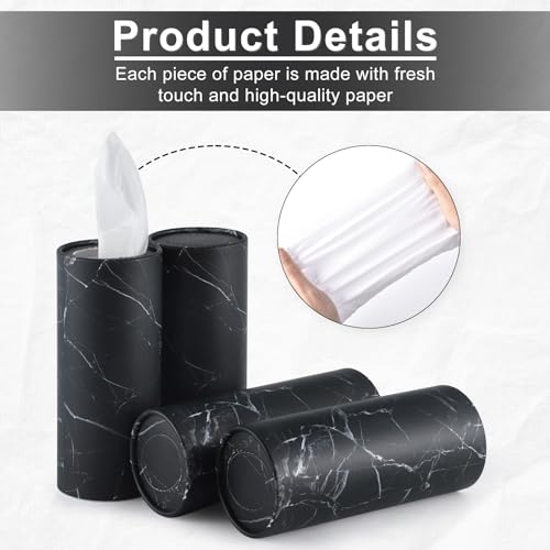 SINGARO Car Tissue Holder, 4 Pack Car Cup Holder Facial Tissues with Travel Tissue Bag, Quick and Convenient Flower Combination Car Tissue Box(4 Canisters/200 Tissues) Black