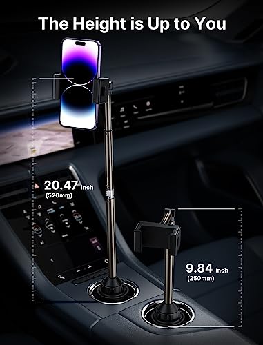 JSAUX Car Cup Holder Cellphone Mount, Metal Long-Arm Ultra Stable Phone Holder for Car Cupholders - Adjustable for iPhone 16 15 Pro Max 13 12 11, Samsung Galaxy S24 S23 Ultra, Google Pixel 9 Pro
