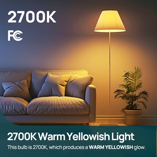 Linkind A19 LED Light Bulbs Dimmable, 60W Equivalent, Energy Efficient 9W, 2700K, 800 Lumens, E26 Standard Base, Lighting for Bedroom Living Room Home Office, 6 Packs