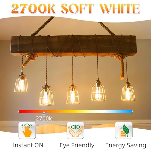 Edison Bulbs, E26 LED Bulb 60 watt Equivalent, Non-Dimmable, Soft White 2700K, ST58 Vintage Light Bulbs, 90+ CRI, 6W 600LM, E26 Medium Base, Clear Glass, 12 Pack