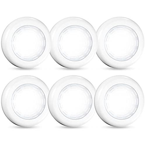 Tap Light 6 Pack Portable LED Puck Touch Night Lights - Battery Operated Under Cabinet Lighting for Kitchen, Closet, Classroom, Indoor & Outdoor