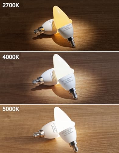 PARTPHONER E12 Base LED Light Bulbs B11 Candelabra Bulbs 60W Equivalent, Non-Dimmable 6W LED Bright Candle Small Base Chandelier Bulb 600 Lumen, 5000K Cold White for Ceiling Fan, Pack of 6