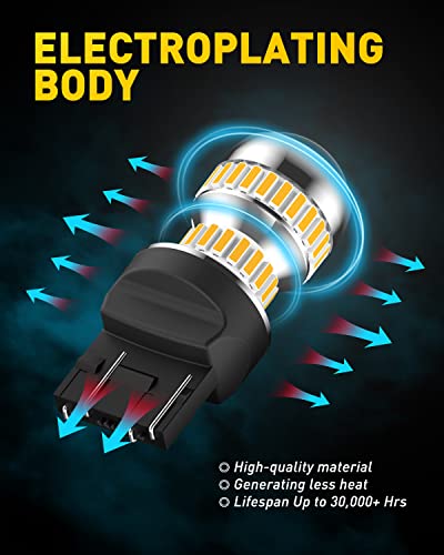AUXITO LED Turn Signal Bulb 3157 LED Bulbs Amber Yellow Brighter 3156 3457A 4057 4157 LED Bulb for Front Rear Turn Signal Light Blinker DRL Marker Parking Lights, Pack of 2