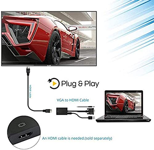 ONTEN VGA to HDMI, 1080P Adapter (Male to Female) for Computer, Desktop, Laptop, PC, Monitor, Projector, HDTV with Audio Cable and USB Cable (1 Pcs)