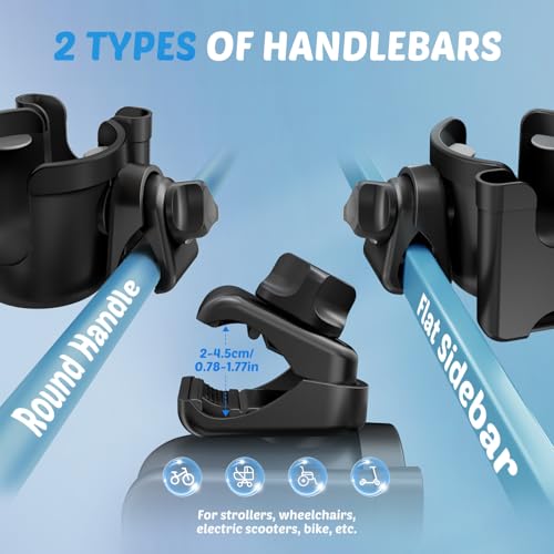 Guiseapue Cup Holder for Walker: Stroller Cup Holder Attachment with Phone Holder, Wheelchair/Stroller Accessories for Rollator, Bike, Scooter, Baby Essentials,New Mom