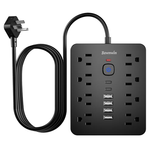 Surge Protector Power Strip, 8 Outlets(1250W/10A), 6 USB Charging Ports(2 USB C), 6FT Flat Plug Extension Cord Outlet Extender with Overload Protection, ETL Certified for Office, Dorm Room
