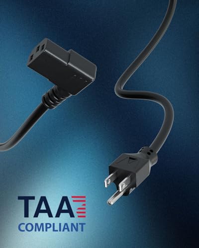 C2G 6FT Premium 90 Degree Replacement AC Power Cord - Durable Power Cable for TV, Computer, Monitor, Appliance & More (24240)