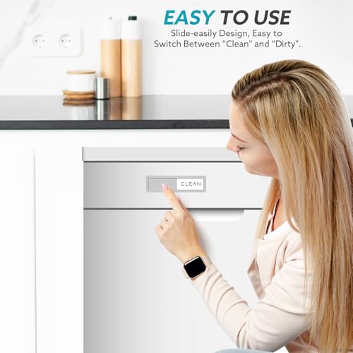 Dishwasher Magnet Clean Dirty Sign, Strong Magnet Non-Scratch Clean Dirty Magnet for Dishwasher, Easy to Read & Slide