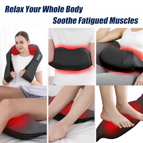 Shiatsu Neck & Back Massager with Heat – Electric 3D Kneading Massage Pillow for Neck, Shoulders & Back (Home, Office & Car Use, Gift for Men & Women, NOT Cordless)