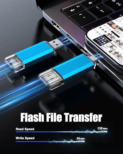 KOOTION USB C Flash Drive 32GB 2 in 1 OTG USB 3.0/Type C Thumb Drive Dual Drive USB C Memory Stick for Smartphone Laptop Tablet PC, Blue