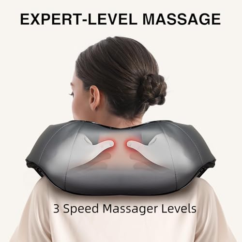 Nekteck Shiatsu Neck & Back Massager with Heat – Electric Kneading Shoulder Massager for Relaxation, Comfort, and Stress Relief (Not Cordless)