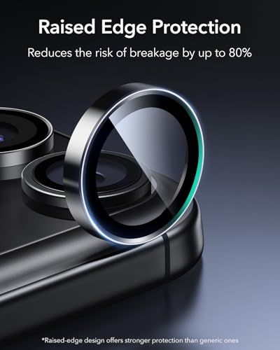 ESR Camera Lens Protector for iPhone 17 Pro Max/17 Pro/16 Pro Max/16 Pro/15 Pro Max/15 Pro/14 Pro Max/14 Pro, Ultra-tough HD Individual Camera Protectors, Ultra-thin Tempered Glass, 1 Pack, Black