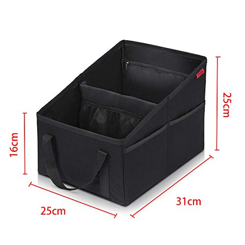 YOOFAN Car Seat Organizer - Passenger Seat Organizer, Collapsible Small Car Seat Storage Organizer for Console Front/Back, Automotive Backseat Organizer with Belt 4 Cup Holders for Kids Accessories