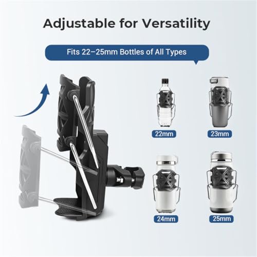 Adaptive Cycling & Motorcycle Cup Holder – Universal Bike/ATV/Boat Drink Mount, 360° Rotation Fit (Black)
