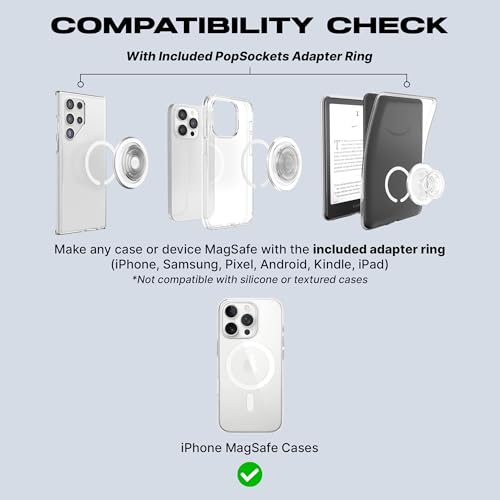 PopSockets Phone Grip for MagSafe, Magnetic Holder, Phone Stand, Clear - Clear Glitter
