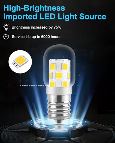 LED Microwave Light Bulb Under Hood 40W Equivalent-125V E17 Base for Whirlpool Microwave Light Bulb - 3W 400LM Dimmable Range Hood T7 Appliance Oven Light Bulbs, 2 Packs (2700K Warm White)