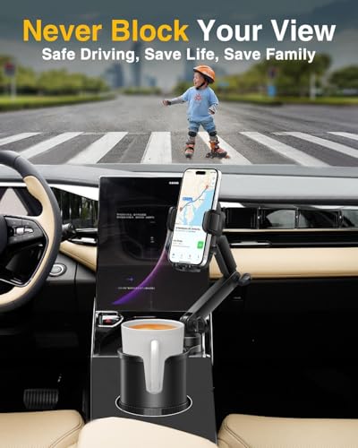 Cup Phone Holders for Your Car, [360°Adjustable] Car Cup Holder Phone Cradle for 2.5-4" Cup Holders-Compatible with iPhone 15/14 Pro, Phone Holder Mount for Truck/SUV| Anti-Slip & No Shake Design