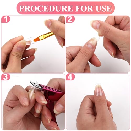 False Nail Clippers with Magnets Stainless Steel Nail Cutter for Acrylic Nail Nail Clippers with 15Pcs Small Magnets for Home Salon Nail Art (Pink)