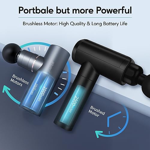 arboleaf Massage Gun Deep Tissue, Full-Metal Powerful Mini Percussion Massager with Silent Brushless Motor - Ultra-Quiet Pocket-Sized for Athletes, Back & Sore Muscles Relief at Home, Office, Travel