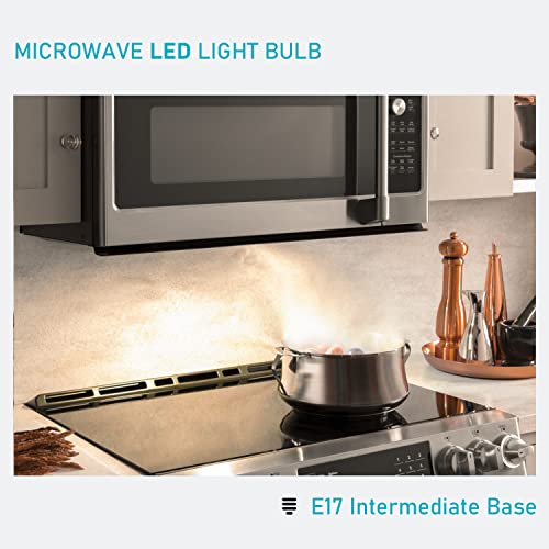LED Microwave Light Bulbs Under Hood 40W Equivalent, E17 LED Bulb Dimmable for Range Hood, 3W 380 Lumens, LED Appliance Light Bulb Over Stove, Warm White 3000K, 2 Pack