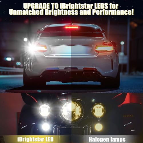 iBrightstar 3157 LED Bulb White, 4157 3156 LED Reverse Light Bulbs Super Bright for Tail Brake Lights Backup Lights Turn Signal Lights, 2 Pack