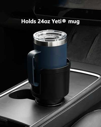 Upgraded Car Cup Holder Expander Adapter with Offset Adjustable Base, Compatible with Yeti 14/24/36/46oz Ramblers, Hydro Flasks 32/40oz, Other Large Bottles Mugs in 3.5"-4.0", 1 Pack