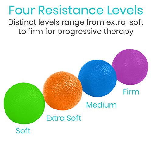 Vive Hand Therapy Squeeze Balls – Grip Strengthener & Exercise Set for Fingers, Wrists & Forearms (Arthritis, Carpal Tunnel, Stress Relief, Rehab Video App Included)