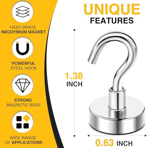 DIYMAG Magnetic Hooks, 30lbs+ Magnet Hook 2026 Cruise Cabin Ship Essentials Heavy Duty Strong Magnets Refrigerator Fridge Hanging for Classroom Beach Vacation Kitchen Grills Home 20 Pack (Silver)