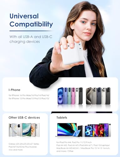 Essri MacBook Pro Charger,100W USB C Charger 2Pack with Foldable Plug,Dual 65W Ports Fast Charging for MacBook Pro Air,iPad Pro,iPhone 17/16/15,Includes 6FT+10FT USB C to C Cables - White