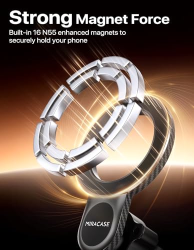 Miracase for MagSafe Car Mount, [Strong Magnetic] 2026 Hands Free Phone Holders for Your Car, Universal Cup Holder Phone Holder for iPhone 17 16 15 14 13 12 Pro Max, Samsung & More Smartphones