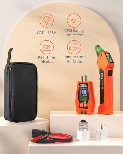 Circuit Breaker Finder Kit with GFCI Outlet Tester for 90-135V AC Circuits,includes Light Socket Adapter, 3-2 Prong Grounding Adapter & Clip adapter,Portable Electrical Tool with Carrying Case