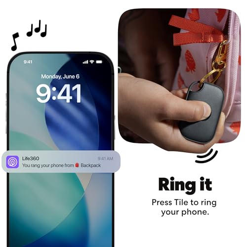 Life360 Tile Pro - Powerful Bluetooth Tracker, Key Finder and Item Locator for Keys, Bags and More. Both iOS and Android Compatible. Phone Finder. 1-Pack (Black)
