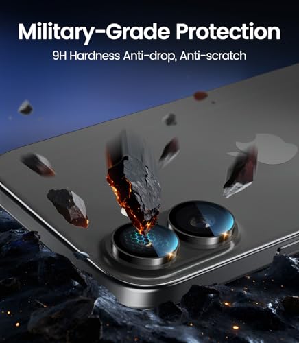 PandaShield 2-Pack Camera Lens Protector for iPhone 17/16/16 Plus, [Anti-Reflection & 98% High Transparency], 9H Explosion-Proof Glass, Anti-Scratch, Easy Installation, Case Friendly, Black