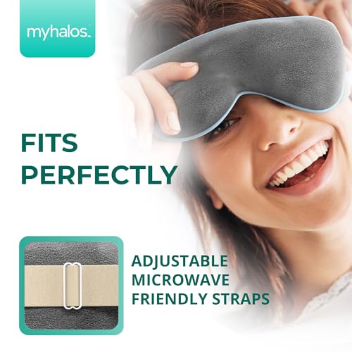 MyHalos® Heated Eye Mask for Dry Eyes - Steam Warm Compress for Eyes - Remove Styes, Chalazion Therapy Warming and Heating Pad Hot Compress - Moist Heat Mask for Blepharitis & MGD - FSA|HSA Eligible