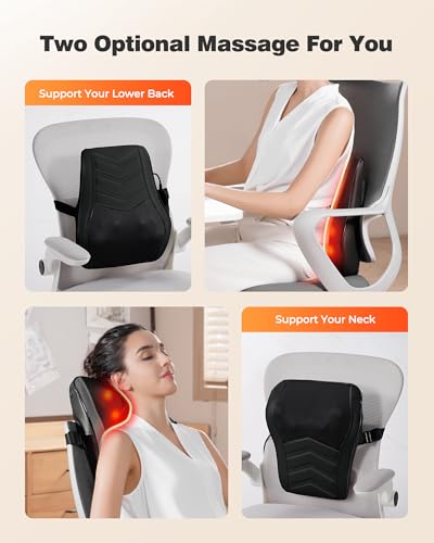 Shiatsu Neck & Back Massager with Heat – 3D Kneading Massage Pillow for Full Body Relaxation (Home, Office & Car Use)