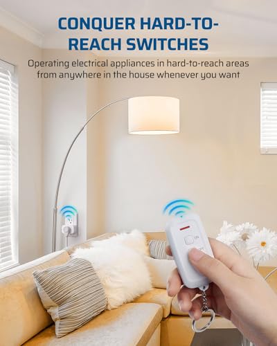 DEWENWILS Indoor Remote Control Outlet, Wireless Remote Light Switch, No Interference Remote Outlet Switch, No Wiring, 15A/1875W, 100ft RF Range, Compact Design, Programmable