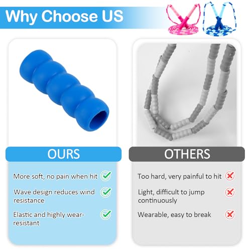Jump Rope for Kids, Adjustable Jump Ropes for 4 5 6 7 8 10 12, Tangle Free Jumping Rope Age 8-12, Segmented Soft Beaded Skipping Rope for Women Fitness
