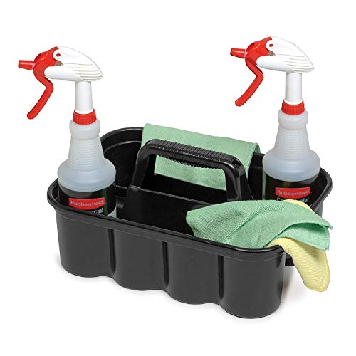 Rubbermaid Commercial Products Deluxe Carry Caddy for Take-Out Coffee/Soft Drinks Postmates/Uber Eats/Food Delivery Cleaning Products Sports/Water Bottles Black