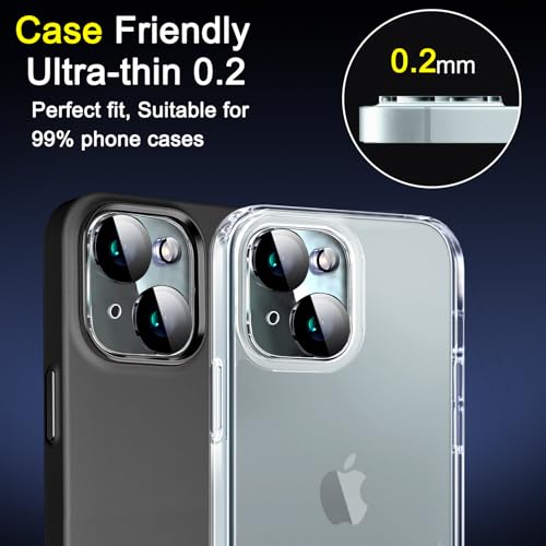 Ferilinso for iPhone 14 iPhone 15 iPhone 14 Plus iPhone 15 Plus Camera Lens Protector for iPhone 13 13 Mini Lens Screen Protector Accessories Cover 9H Protection Case Friendly 6 Pack