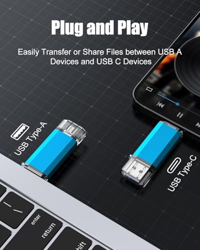 KOOTION USB C Flash Drive 32GB 2 in 1 OTG USB 3.0/Type C Thumb Drive Dual Drive USB C Memory Stick for Smartphone Laptop Tablet PC, Blue