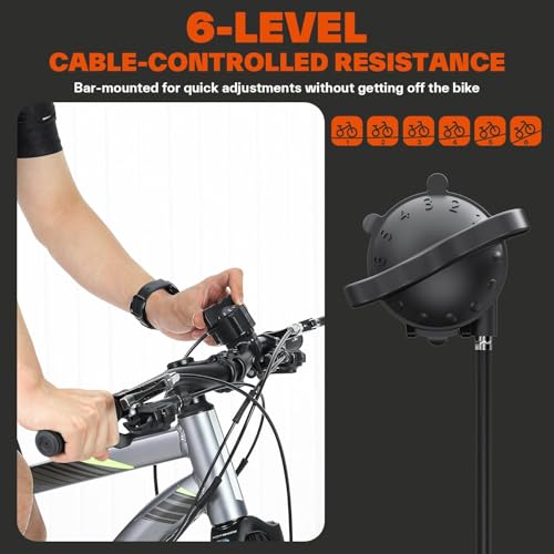 Sportneer Bike Trainer - Magnetic Stationary Bike Stand for 26-28" & 700C Wheels - Adjustable 6 Level Resistance Bike Trainer Stand for Indoor Riding with Quick Release Lever & Front Wheel Riser Block