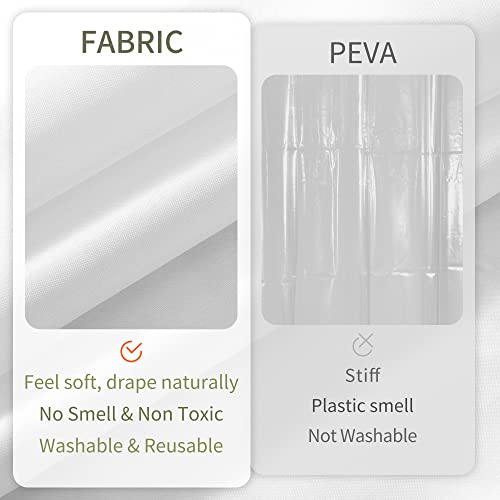 ALYVIA SPRING Waterproof Fabric Shower Curtain Liner with 3 Magnets - Soft Hotel Quality Cloth Shower Liner, Light-Weight & Machine Washable - Standard Size 72x72, White