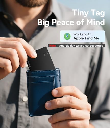 Ultrbeka Ultra-Thin Wallet Tracker Card 0.094in IP68 Waterproof Bluetooth Tracker for Wallets, Passport, Work with Apple Find My, Wireless Charging, Card Locator [Apple MFi Certified] iOS Only