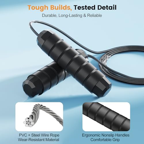 Speed Jump Rope Adjustable Steel Cable – Tangle-Free Skipping Rope with Ball Bearings for Cardio, Fitness & Home Workout (Men, Women, Kids)