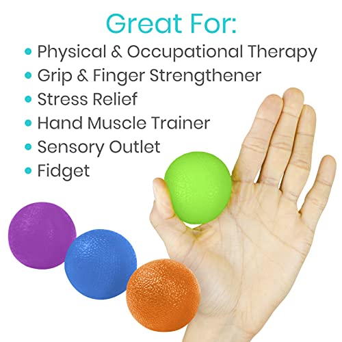Vive Hand Therapy Squeeze Balls – Grip Strengthener & Exercise Set for Fingers, Wrists & Forearms (Arthritis, Carpal Tunnel, Stress Relief, Rehab Video App Included)