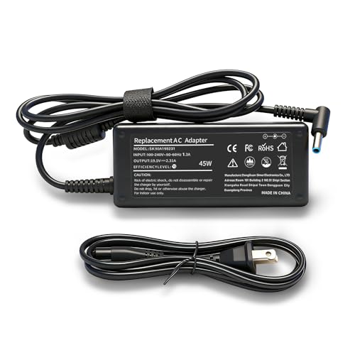 45W Laptop Charger Replacement for HP Laptop Charger Elitebook x360 Pavilion Spectre Chromebook Envy Elite x2 Computer Travel Smart Blue Tip Power Adapter