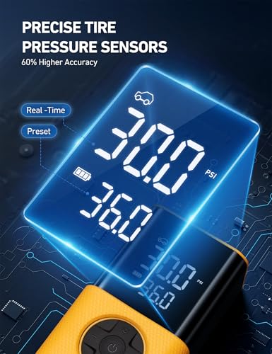 AstroAI Tire Inflator L7S Portable Air Compressor Cordless Bike Air Pump with Digital Dual Values Display, 150 PSI Car Tires Pump with LED Lights Air Pump for Auto, Motorcycles, Bikes, Balls