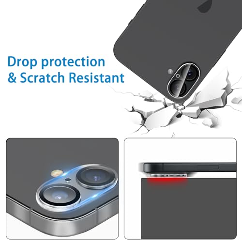 Camera Lens Protector for iPhone 16 and 16 Plus 3 Pack, Tempered Glass, Ultra HD, 9H Hardness, Anti-Scratch, Case Friendly, Easy to Install [No Affect on Night Shots]
